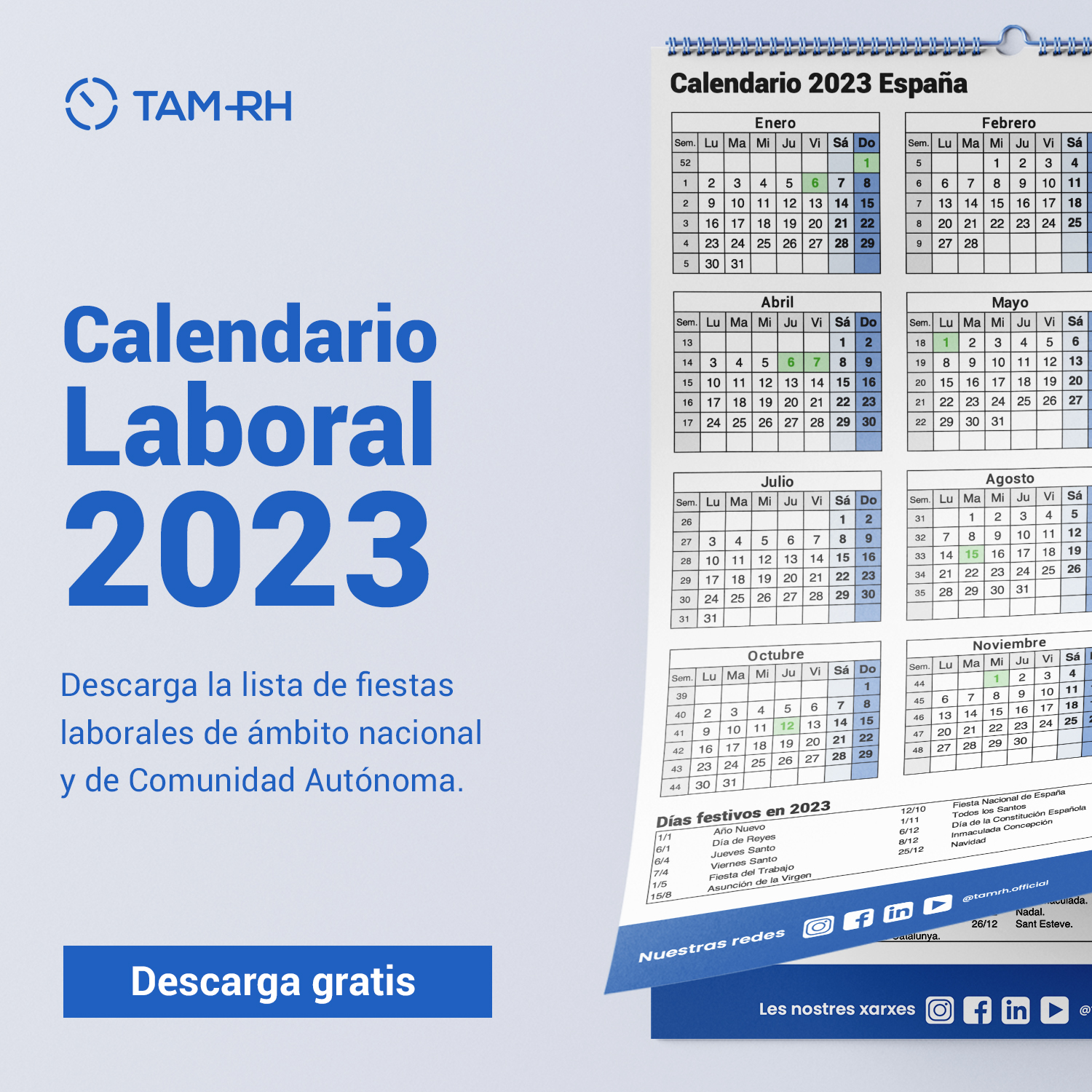 Calendario Laboral 2023, solícitalo